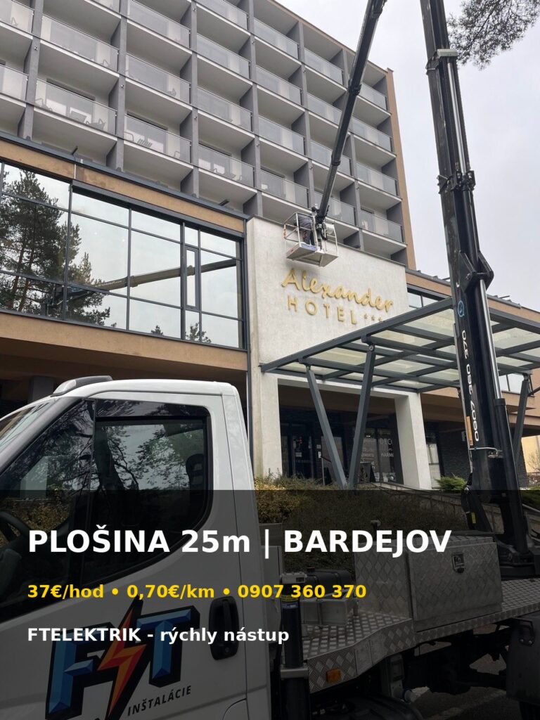 Práce vo výškach s kĺbovou plošinou 25 m – FT Elektrik